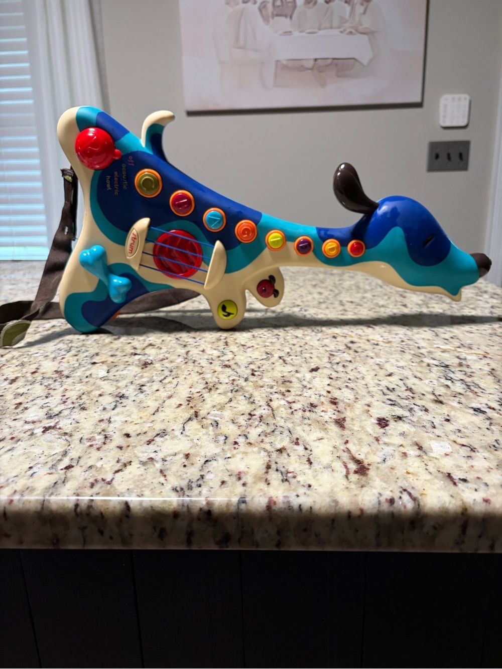Blue Dog Shaped Musical Guitar Toy